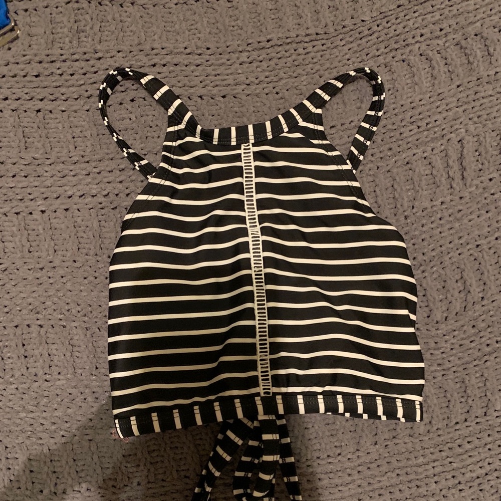 Black and White striped halter size M
